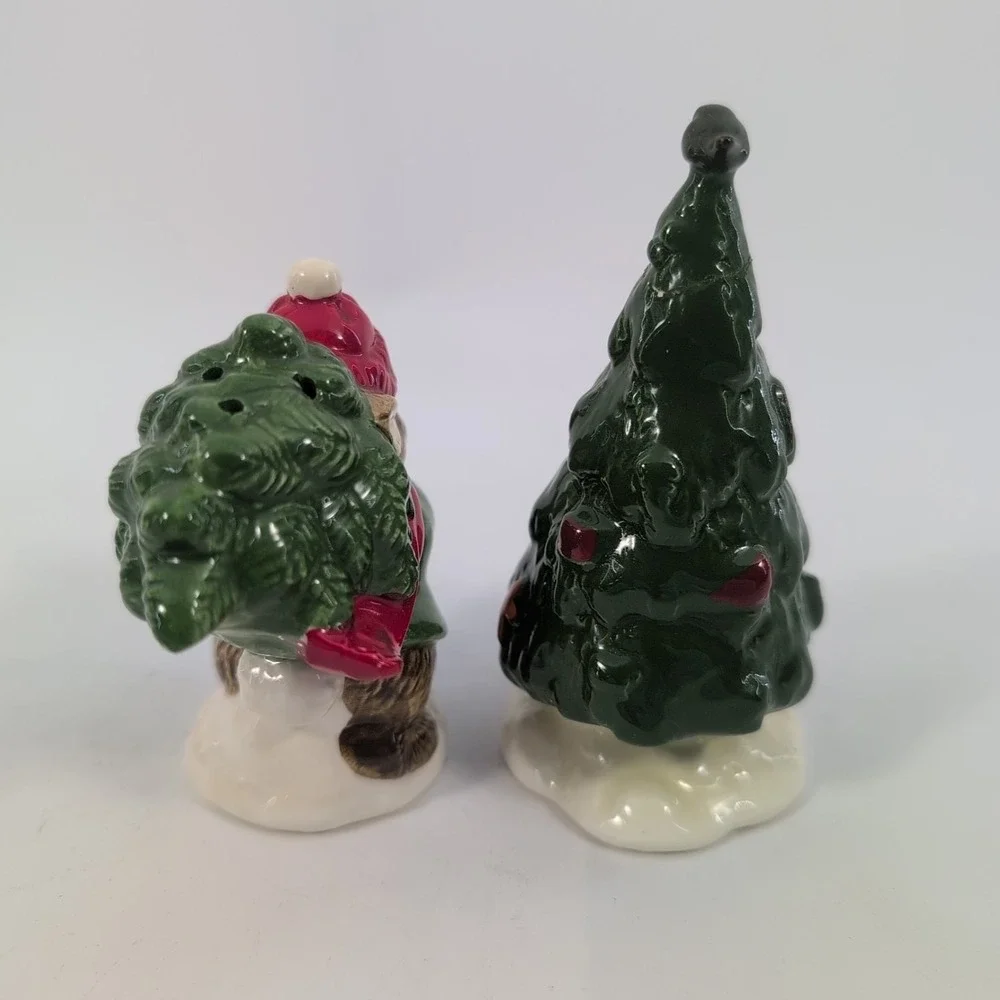 Gibson Greeting Christmas Tree & Bunny Mouse Salt & Pepper Shakers Otagiri Japan